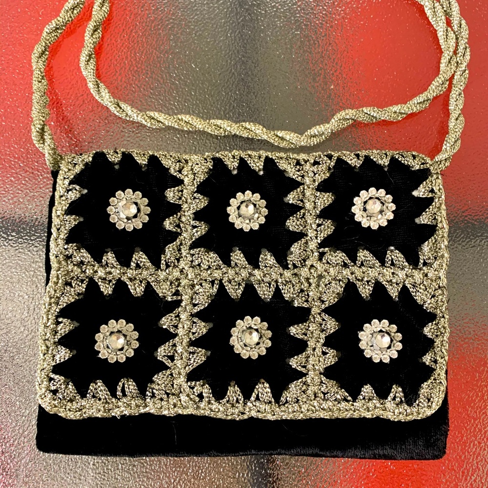 Vintage black and silver Detailed Mini Evening Bag